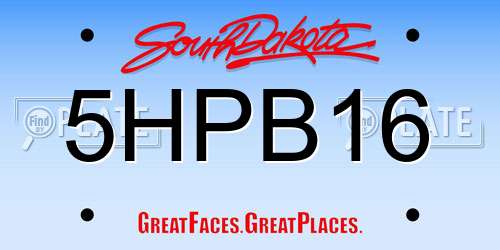 5HPB16 South Dakota License Plate
