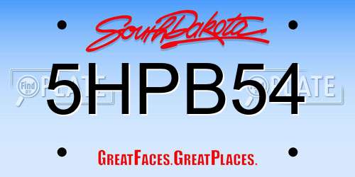 5HPB54 South Dakota License Plate