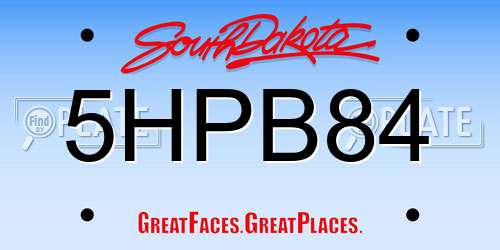 5HPB84 South Dakota License Plate