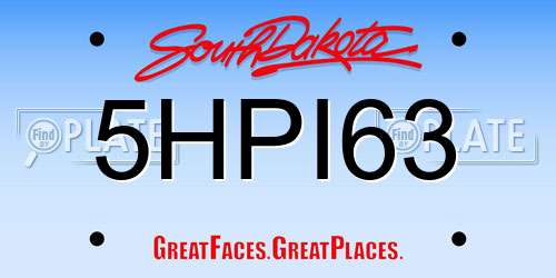 5HPI63 South Dakota License Plate