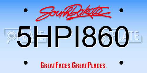 5HPI860 South Dakota License Plate
