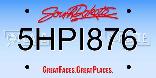5HPI876 South Dakota License Plate
