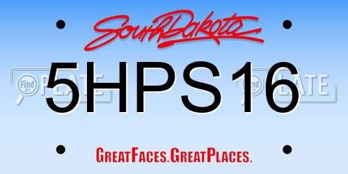 5HPS16 South Dakota License Plate