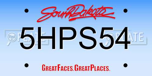 5HPS54 South Dakota License Plate