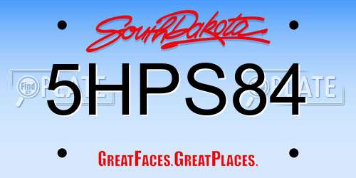 5HPS84 South Dakota License Plate