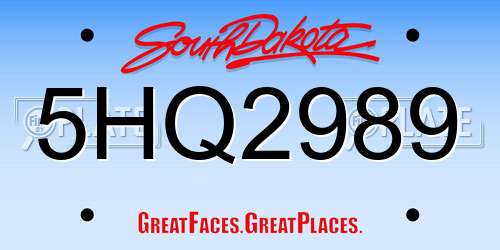 5HQ2989 South Dakota License Plate