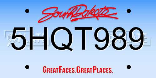 5HQT989 South Dakota License Plate