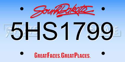 5HS1799 South Dakota License Plate