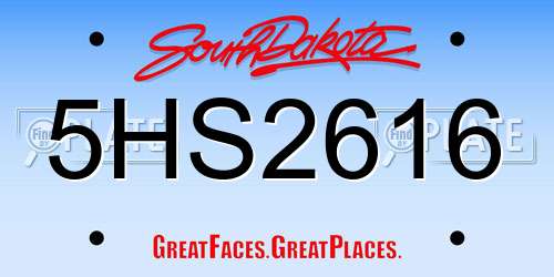 5HS2616 South Dakota License Plate