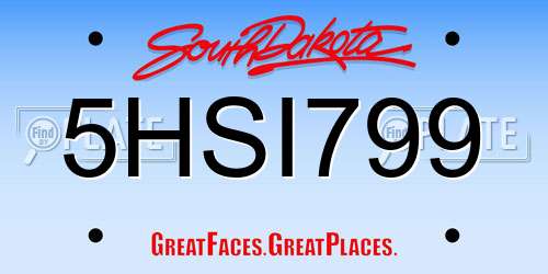 5HSI799 South Dakota License Plate