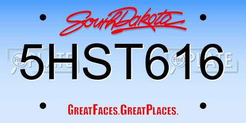 5HST616 South Dakota License Plate