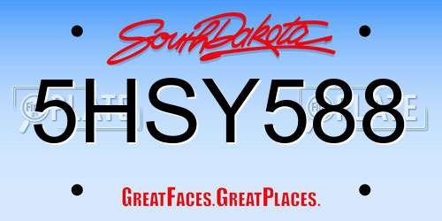 5HSY588 South Dakota License Plate