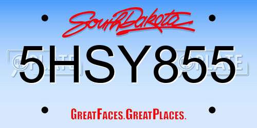 5HSY855 South Dakota License Plate