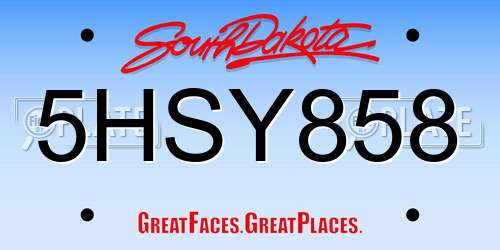 5HSY858 South Dakota License Plate