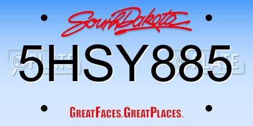 5HSY885 South Dakota License Plate