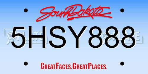 5HSY888 South Dakota License Plate