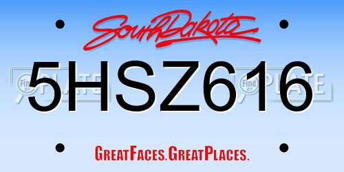 5HSZ616 South Dakota License Plate