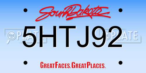 5HTJ92 South Dakota License Plate
