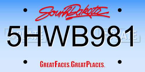 5HWB981 South Dakota License Plate