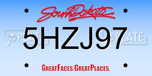 5HZJ97 South Dakota License Plate