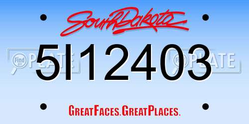 5I12403 South Dakota License Plate