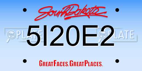 5I20E2 South Dakota License Plate