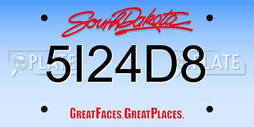 5I24D8 South Dakota License Plate