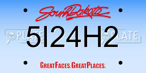 5I24H2 South Dakota License Plate