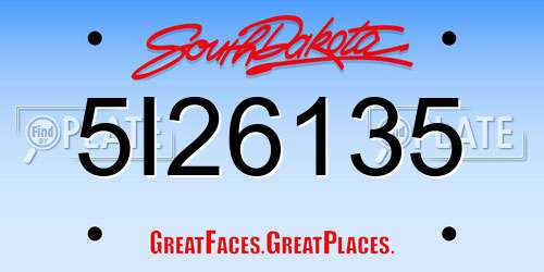 5I26135 South Dakota License Plate
