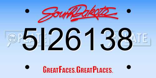 5I26138 South Dakota License Plate