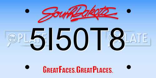 5I50T8 South Dakota License Plate