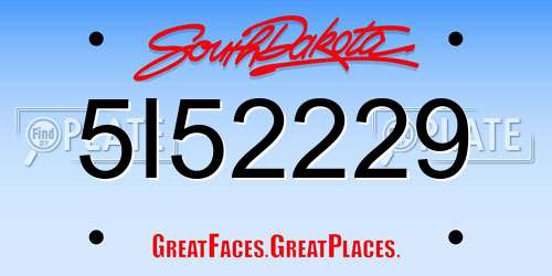 5I52229 South Dakota License Plate