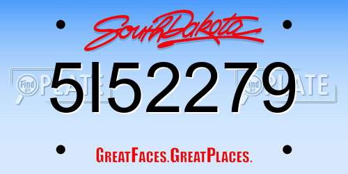 5I52279 South Dakota License Plate