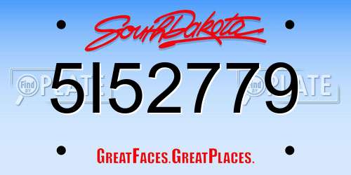 5I52779 South Dakota License Plate