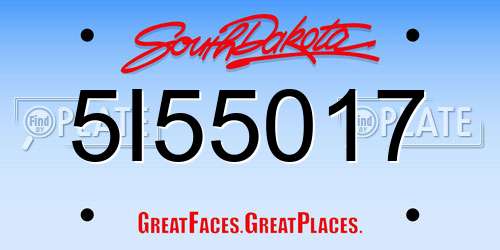 5I55017 South Dakota License Plate