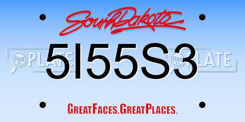 5I55S3 South Dakota License Plate