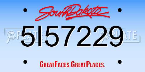 5I57229 South Dakota License Plate