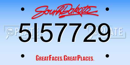 5I57729 South Dakota License Plate