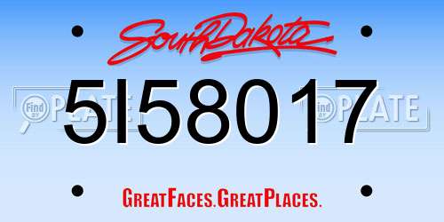 5I58017 South Dakota License Plate