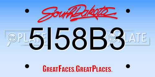5I58B3 South Dakota License Plate