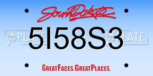 5I58S3 South Dakota License Plate
