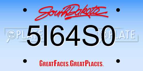 5I64S0 South Dakota License Plate