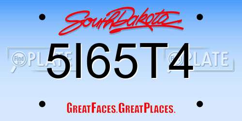 5I65T4 South Dakota License Plate
