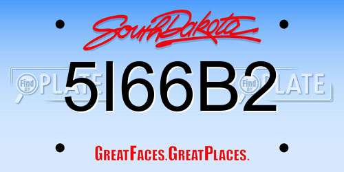5I66B2 South Dakota License Plate