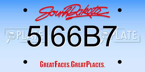 5I66B7 South Dakota License Plate
