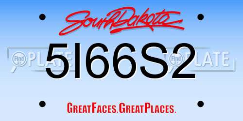 5I66S2 South Dakota License Plate