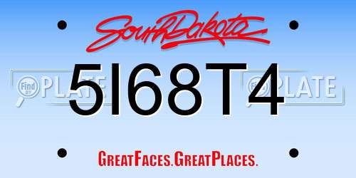 5I68T4 South Dakota License Plate