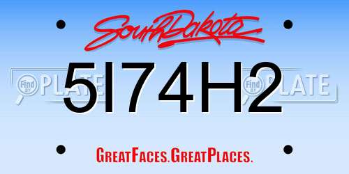 5I74H2 South Dakota License Plate