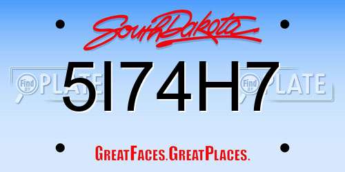 5I74H7 South Dakota License Plate