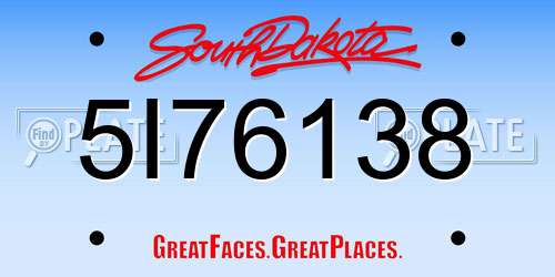 5I76138 South Dakota License Plate